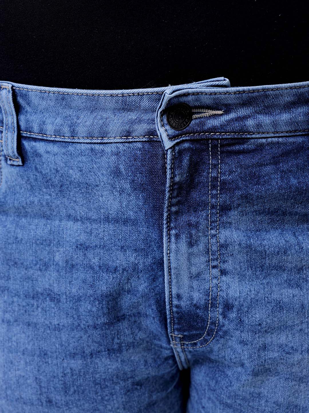 Men's Plus Size Blue Bootcut Fit Solid Stretchable Jeans