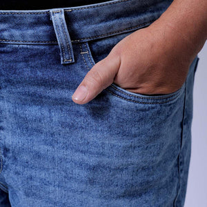 Men's Plus Size Blue Bootcut Fit Solid Stretchable Jeans