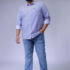 Men's Plus Size Blue Bootcut Fit Solid Stretchable Jeans