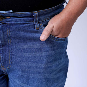 Men's Plus Size Blue Bootcut Fit Solid Stretchable Jeans