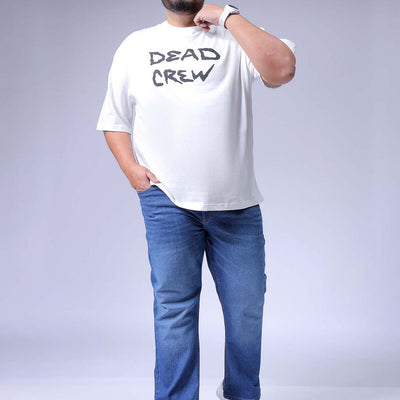 Men's Plus Size Blue Bootcut Fit Solid Stretchable Jeans