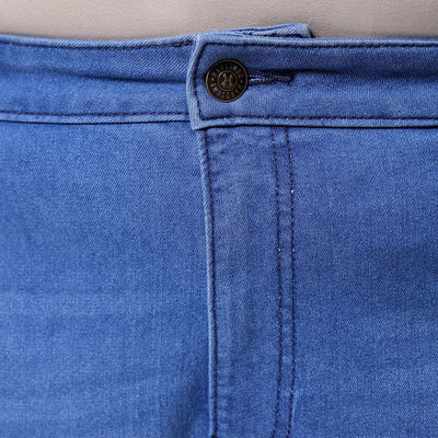 Men's Plus Size Blue Bootcut Fit Solid Stretchable Jeans