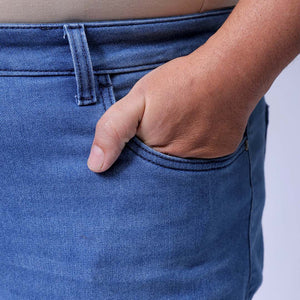 Men's Plus Size Blue Bootcut Fit Solid Stretchable Jeans