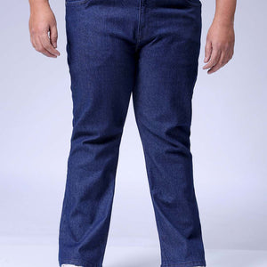 Men's Plus Size Dark Blue Bootcut Fit Solid Stretchable Jeans