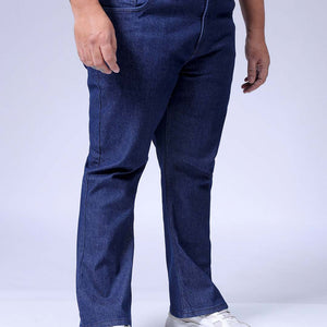 Men's Plus Size Dark Blue Bootcut Fit Solid Stretchable Jeans