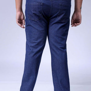 Men's Plus Size Dark Blue Bootcut Fit Solid Stretchable Jeans