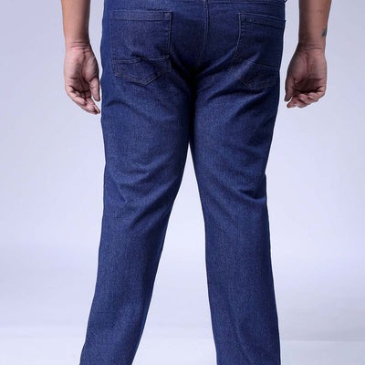 Men's Plus Size Dark Blue Bootcut Fit Solid Stretchable Jeans