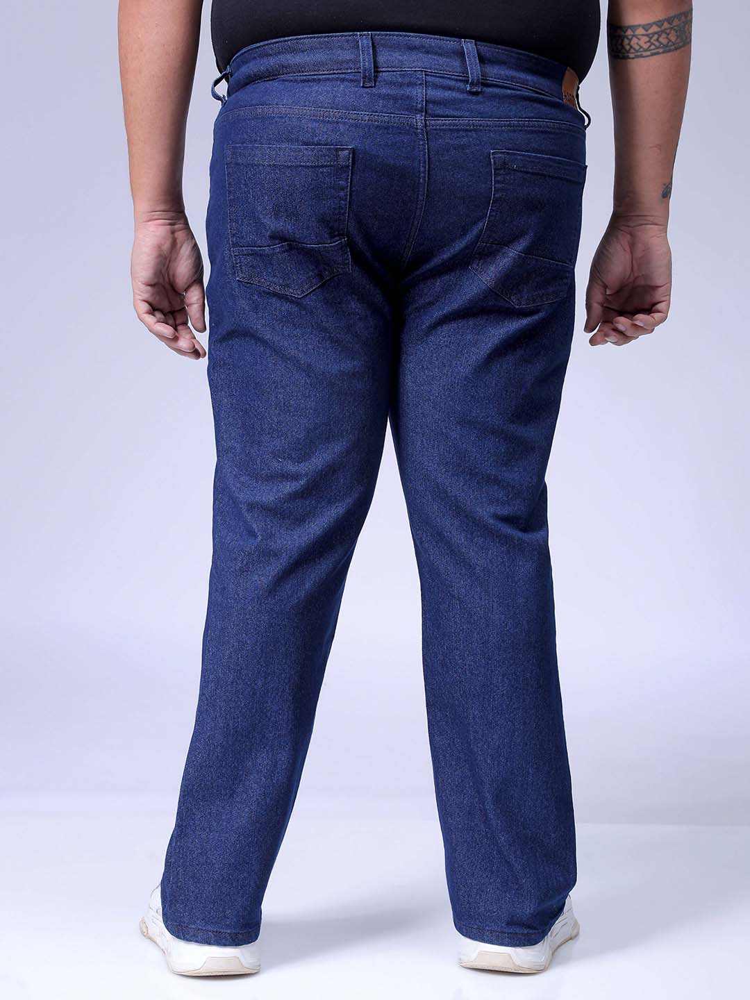 Men's Plus Size Dark Blue Bootcut Fit Solid Stretchable Jeans