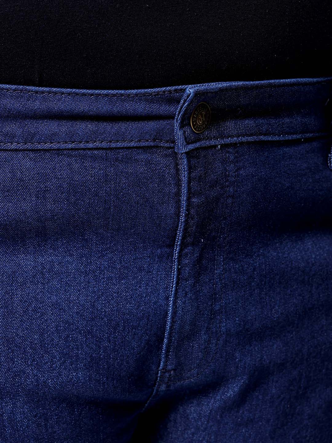 Men's Plus Size Dark Blue Bootcut Fit Solid Stretchable Jeans