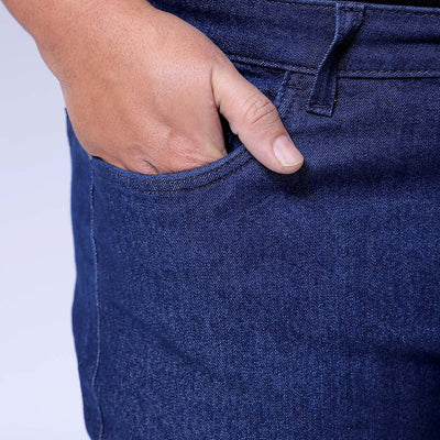 Men's Plus Size Dark Blue Bootcut Fit Solid Stretchable Jeans