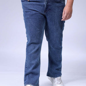 Men's Plus Size Blue Bootcut Fit Solid Stretchable Jeans