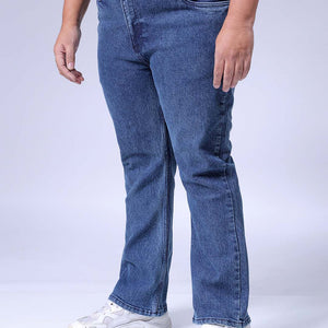 Men's Plus Size Blue Bootcut Fit Solid Stretchable Jeans