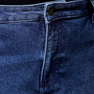 Men's Plus Size Blue Bootcut Fit Solid Stretchable Jeans