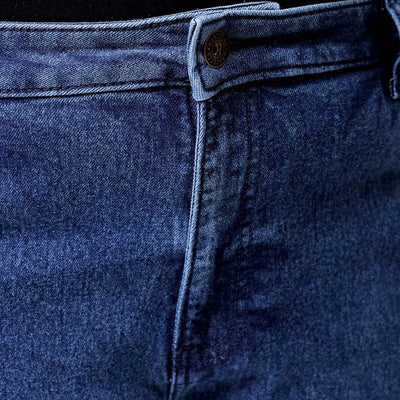 Men's Plus Size Blue Bootcut Fit Solid Stretchable Jeans