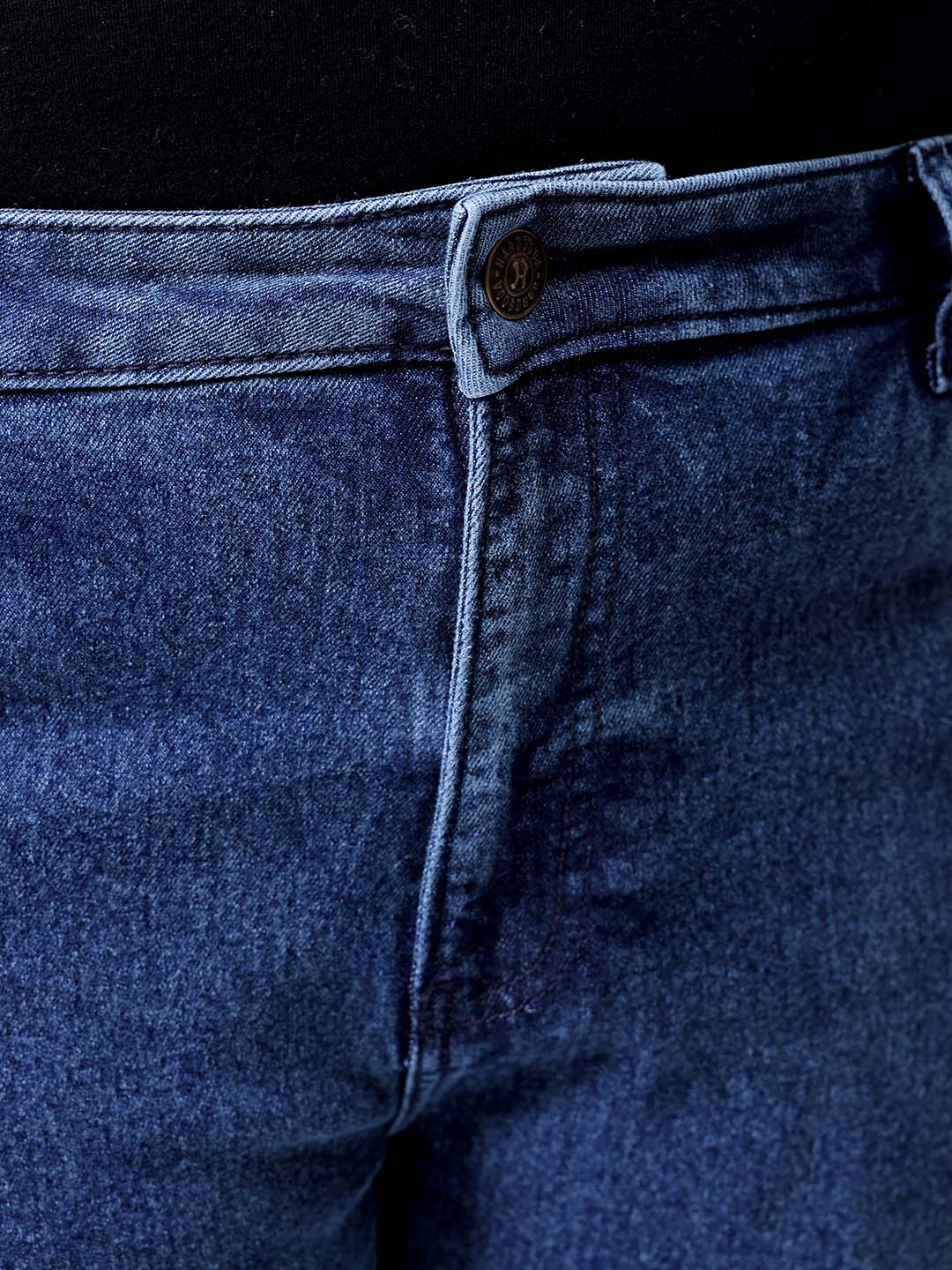 Men's Plus Size Blue Bootcut Fit Solid Stretchable Jeans