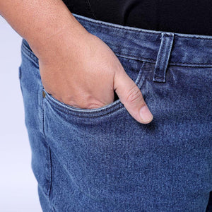 Men's Plus Size Blue Bootcut Fit Solid Stretchable Jeans