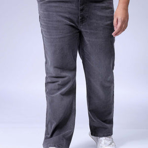 Men's Plus Size Grey Bootcut Fit Solid Stretchable Jeans