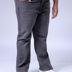Men's Plus Size Grey Bootcut Fit Solid Stretchable Jeans