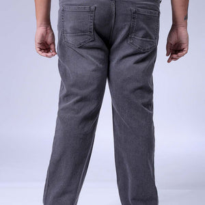 Men's Plus Size Grey Bootcut Fit Solid Stretchable Jeans
