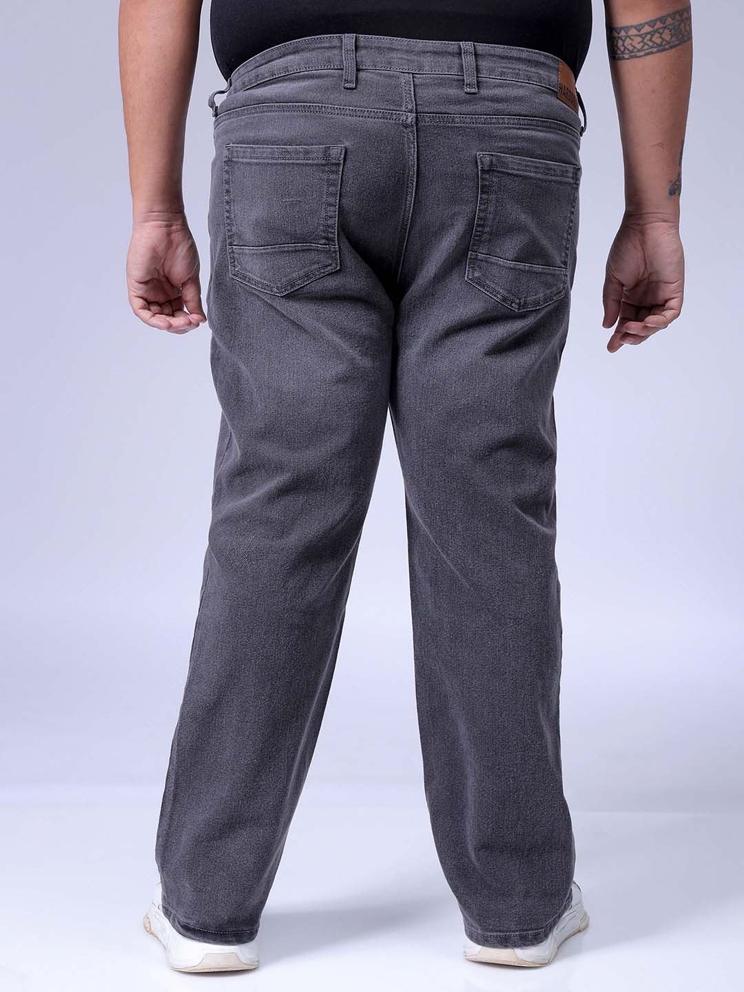 Men's Plus Size Grey Bootcut Fit Solid Stretchable Jeans