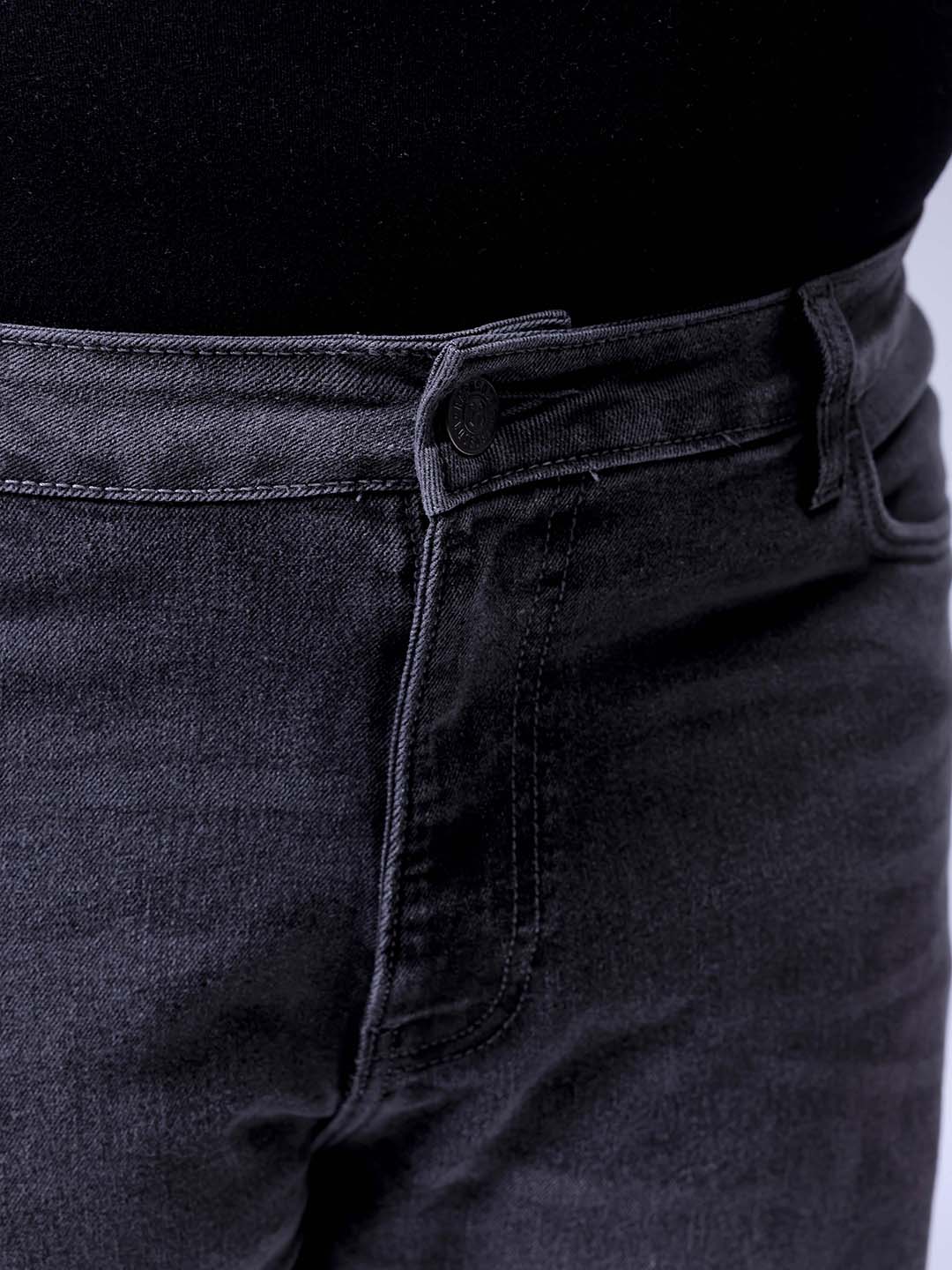 Men's Plus Size Grey Bootcut Fit Solid Stretchable Jeans