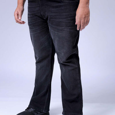 Men's Plus Size Black Bootcut Fit Solid Stretchable Jeans