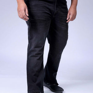 Men's Plus Size Black Bootcut Fit Solid Stretchable Jeans