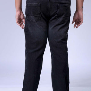 Men's Plus Size Black Bootcut Fit Solid Stretchable Jeans