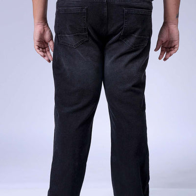 Men's Plus Size Black Bootcut Fit Solid Stretchable Jeans