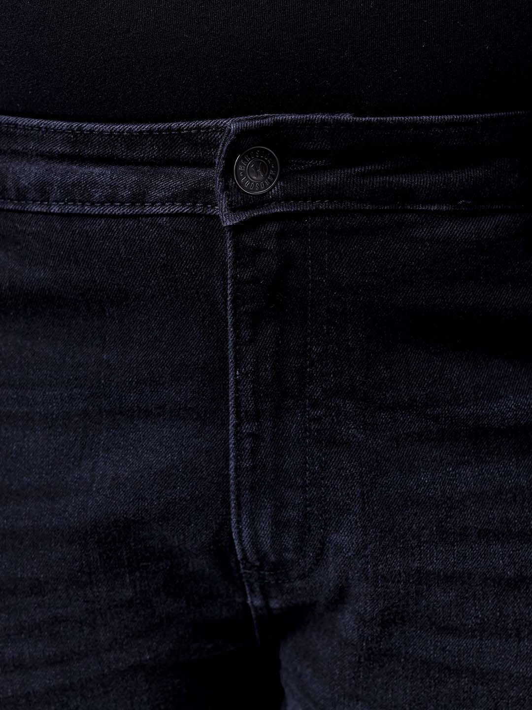 Men's Plus Size Black Bootcut Fit Solid Stretchable Jeans