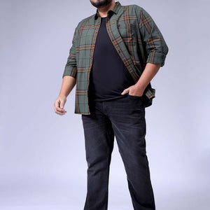 Men's Plus Size Black Bootcut Fit Solid Stretchable Jeans