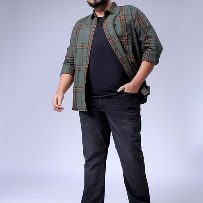 Men's Plus Size Black Bootcut Fit Solid Stretchable Jeans