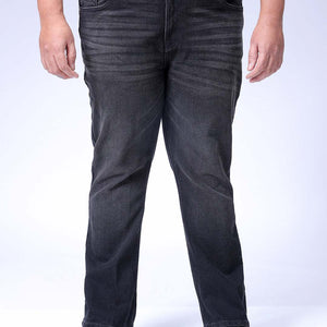Men's Plus Size Black Bootcut Fit Solid Stretchable Jeans