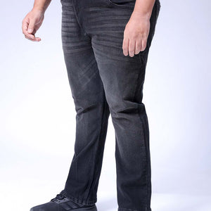 Men's Plus Size Black Bootcut Fit Solid Stretchable Jeans