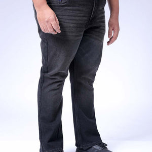 Men's Plus Size Black Bootcut Fit Solid Stretchable Jeans