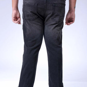 Men's Plus Size Black Bootcut Fit Solid Stretchable Jeans