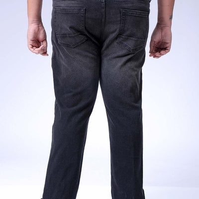 Men's Plus Size Black Bootcut Fit Solid Stretchable Jeans