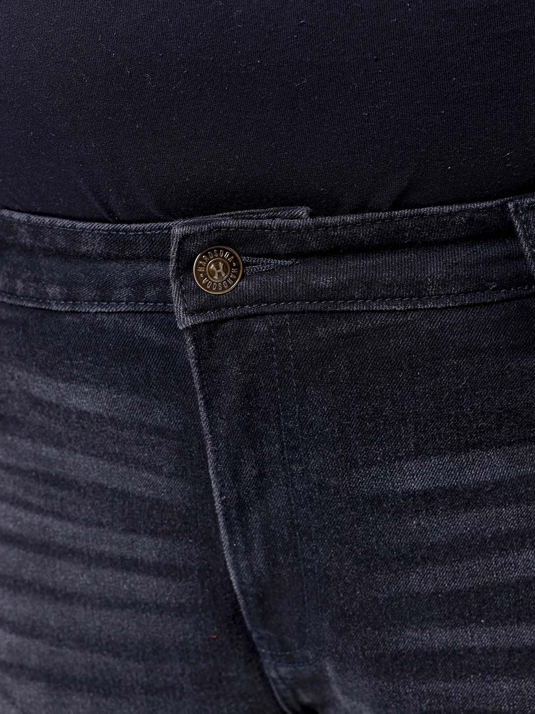 Men's Plus Size Black Bootcut Fit Solid Stretchable Jeans