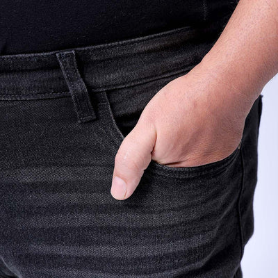 Men's Plus Size Black Bootcut Fit Solid Stretchable Jeans