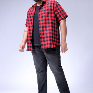 Men's Plus Size Black Bootcut Fit Solid Stretchable Jeans