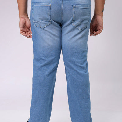 Men's Plus Size Blue Bootcut Fit Solid Stretchable Jeans