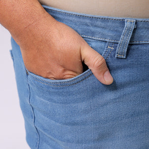 Men's Plus Size Blue Bootcut Fit Solid Stretchable Jeans