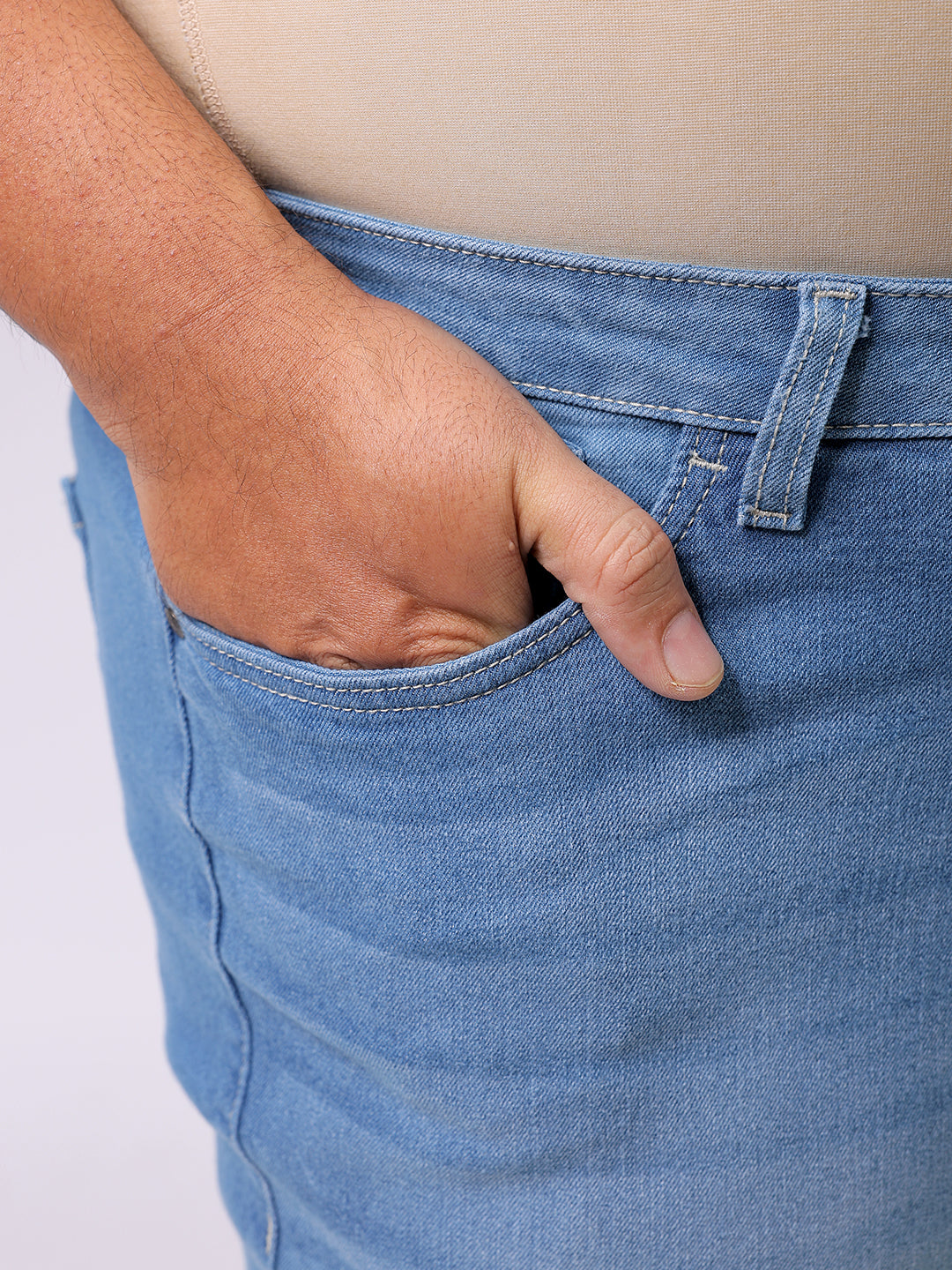 Men's Plus Size Blue Bootcut Fit Solid Stretchable Jeans