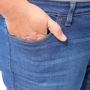 Men's Plus Size Blue Bootcut Fit Solid Stretchable Jeans