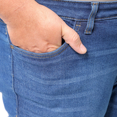 Men's Plus Size Blue Bootcut Fit Solid Stretchable Jeans