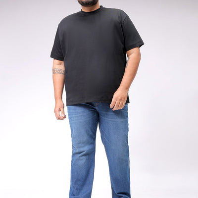 Men's Plus Size Blue Bootcut Fit Solid Stretchable Jeans