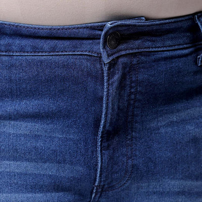 Men's Plus Size Blue Bootcut Fit Solid Stretchable Jeans