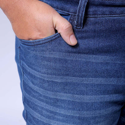 Men's Plus Size Blue Bootcut Fit Solid Stretchable Jeans