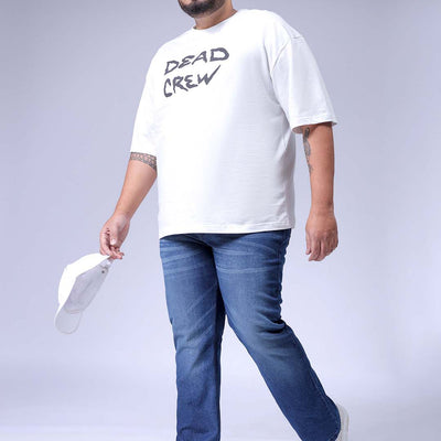 Men's Plus Size Blue Bootcut Fit Solid Stretchable Jeans