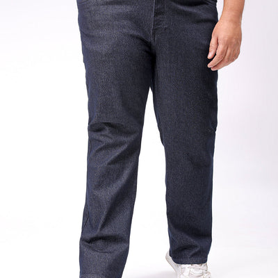 Men's Plus Size Blue Bootcut Fit Solid Stretchable Jeans